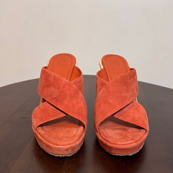 Tory Burch Bailey Suede Wedge Sandals - Size 7.5 - Picture 2 of 7